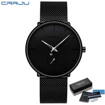 Men's Casual Slim Black Mesh Watch