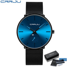 Men's Casual Slim Black Mesh Watch