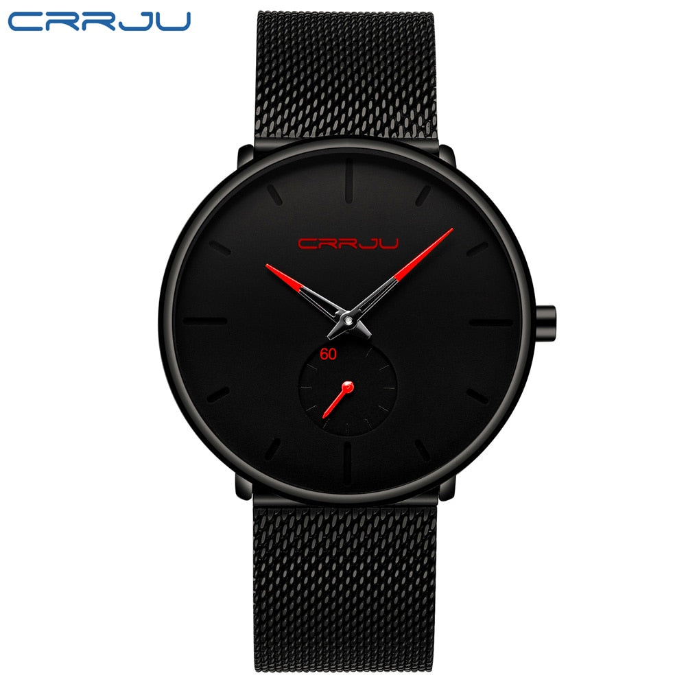 Men's Casual Slim Black Mesh Watch