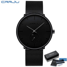 Men's Casual Slim Black Mesh Watch