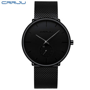 Men's Casual Slim Black Mesh Watch