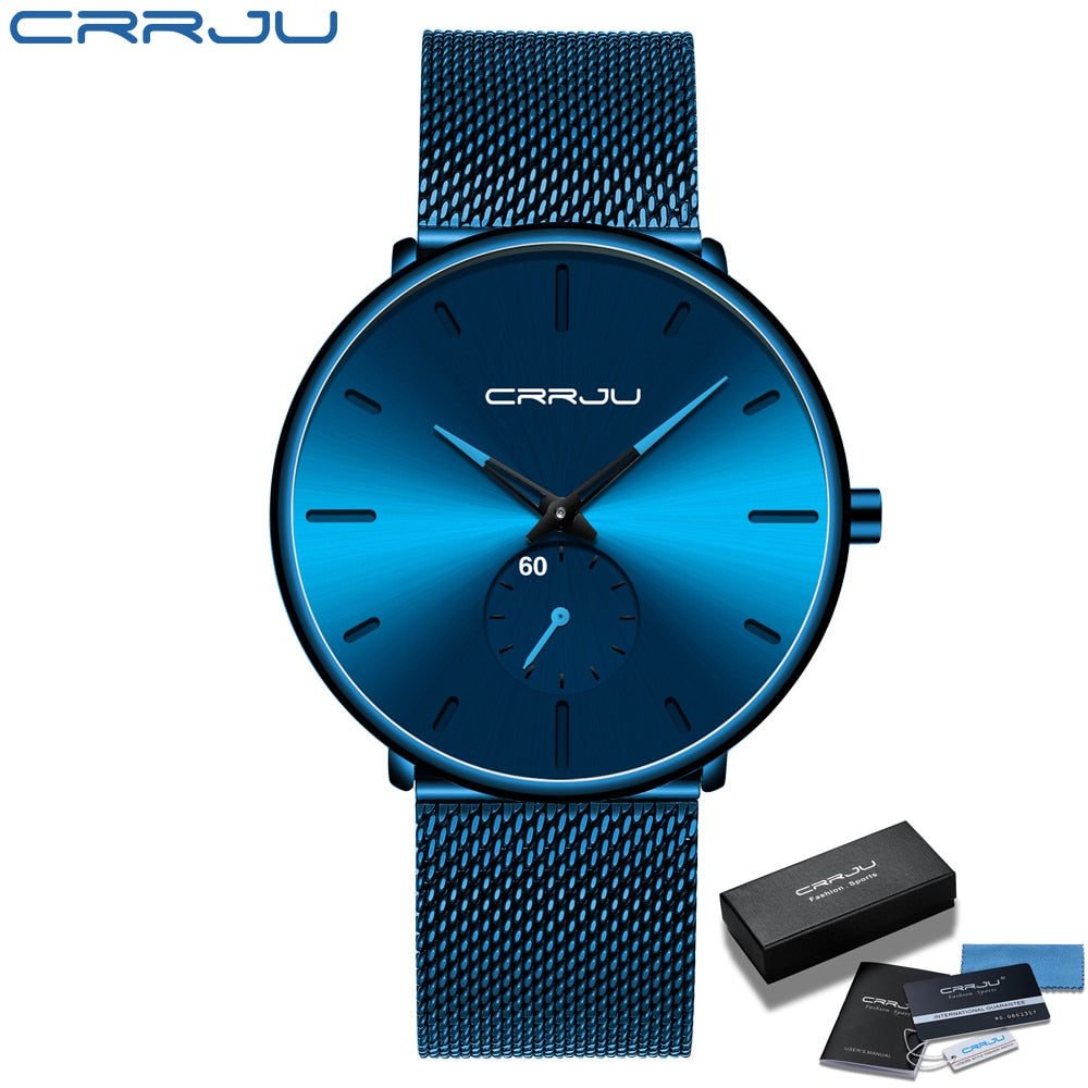 Men's Casual Slim Black Mesh Watch