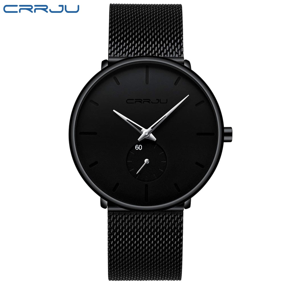 Men's Casual Slim Black Mesh Watch