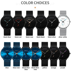 Men's Casual Slim Black Mesh Watch