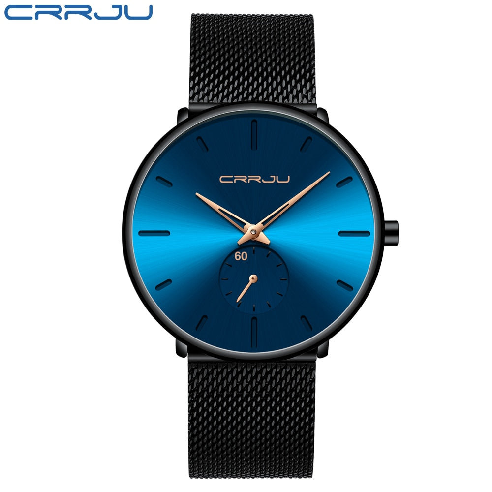 Men's Casual Slim Black Mesh Watch