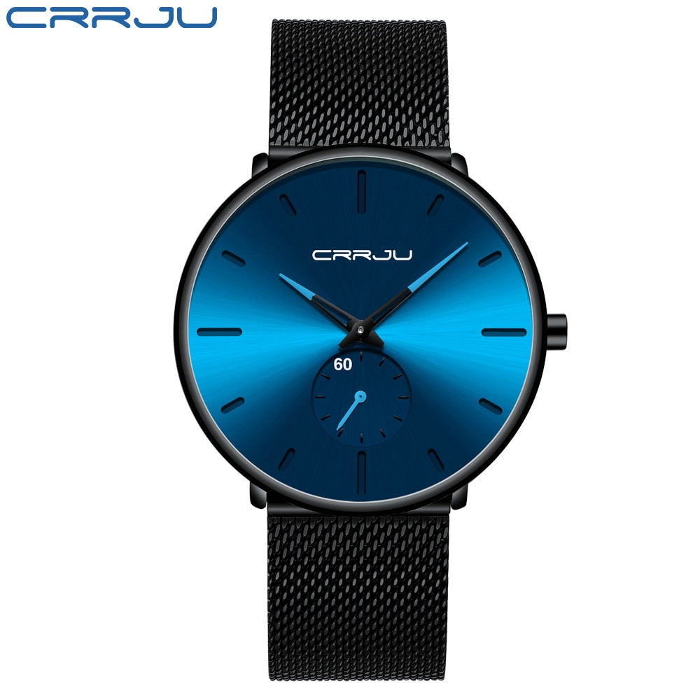 Men's Casual Slim Black Mesh Watch