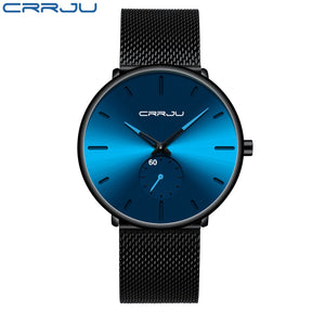 Men's Casual Slim Black Mesh Watch