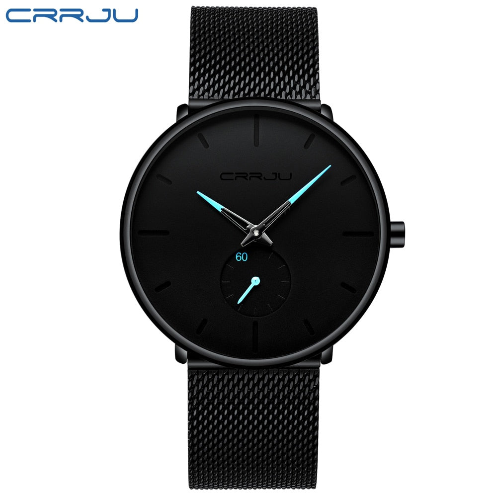 Men's Casual Slim Black Mesh Watch