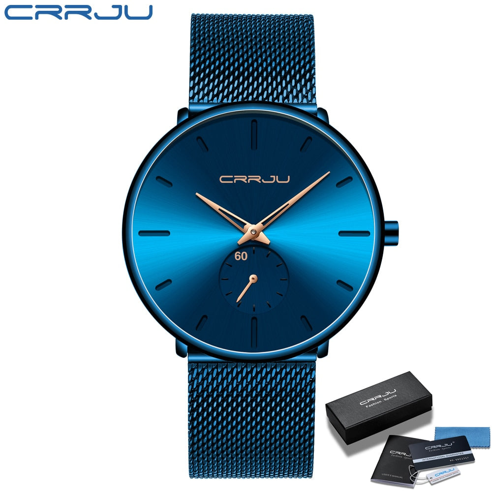 Men's Casual Slim Black Mesh Watch