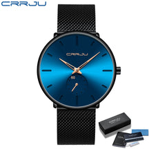 Men's Casual Slim Black Mesh Watch