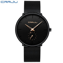 Men's Casual Slim Black Mesh Watch