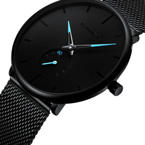 Men's Casual Slim Black Mesh Watch