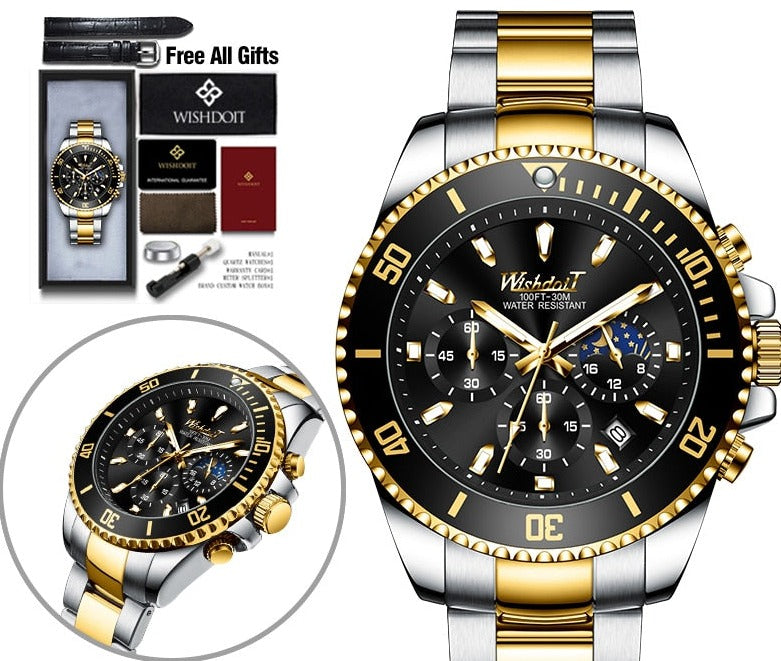 Waterproof Stainless Steel Chronograph Wrist Watch